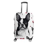 STVNKML Boston Terrier Heart Dog Suitcase Covers for Luggage - Elastic Luggage Cover Protector, Double-sided Washable Suitcases Sleeve for 19-32 Inch Luggage, white, M, Boston Terrier Heart Dog