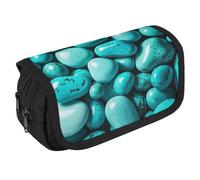 STVNKML Bright Aqua Blue Turquoise Pencil Case Organizer - Large Capacity 3 Compartment Pencil Pouch for Adults, Portable Makeup Bag & Aesthetic Stationery Bag with Zipper (8.7x4.3) Unisex Gift