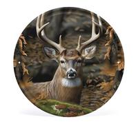 STVNKML Camouflage Deer Circular Iron Wall Art Decor with Vintage Pattern Print, Round Metal Hanging Picture Frame for Home, Bar, Cafe Retro Wall Decoration