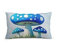 STVNKML Cartoon Blue Mushroom Pillow Covers 8"x12" Double-Sided Soft Plush Pillowcase Square Cushion Case with Hidden Zipper for Sofa Bed Chair, Farmhouse Holiday Decor, Home Gift
