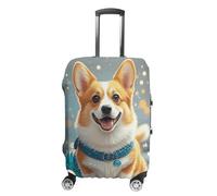 STVNKML Cartoon Corgi Dog Suitcase Covers for Luggage - Elastic Luggage Cover Protector, Double-sided Washable Suitcases Sleeve for 19-32 Inch Luggage, white, M, Cartoon Corgi Dog