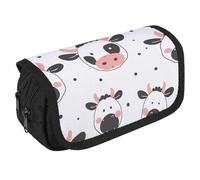 STVNKML Cartoon Cow Print Pencil Case Organizer - Large Capacity 3 Compartment Pencil Pouch for Adults, Portable Makeup Bag & Aesthetic Stationery Bag with Zipper (8.7x4.3) Unisex Gift