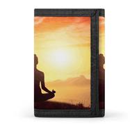 STVNKML Cartoon Cow Print Slim Wallets for Men Money Clip Card Holder Wallet Men's Trifold Wallet And Coin Pocket, Yoga Meditation, One Size, Modern