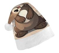 STVNKML Cartoon Cute Otter Santa Hat for Adults Christmas Hat Xmas Santa Hats Cap for Costumes Holiday Party Supplies