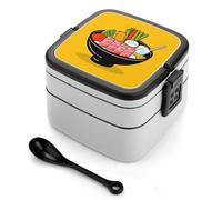 STVNKML Cartoon Hotpot Doodle Bento Box with Spoon & Handle - 2 Compartment Leak-Proof Stackable Lunch Box for Adults, BPA-Free Reusable Food Containers for Work, Travel, Picnic