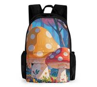 STVNKML Cartoon Mushroom Colorful Forest Backpack Travel Laptop Bag for Women Men, Lightweight Hiking Daypack with Pouch Pocket