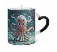 STVNKML Cartoon Octopus Color Changing Mug Heat Activated Novelty Coffee Cup with Ear Shape Design Gift Mugs for Christmas Birthday Wedding, Magic Ceramic Mug for Tea & Cocoa 12oz