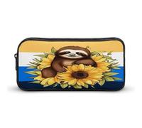 STVNKML Cartoon Sloth Sitting on Sunflower Pencil Case - Large Aesthetic Makeup Bag Multi-Purpose Pencil Pouch Cute Cosmetic Bag with Zipper Closure for Office, Home, Study & Travel
