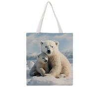 STVNKML Cat on The Ground Canvas Tote Bag for Women - Cute Stylish Shoulder Bag, Reusable Shopping Bags for Daily, Cute Polar Bear, 38x41cm