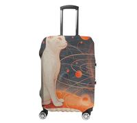 STVNKML Cats And Planets Suitcase Covers for Luggage - Elastic Luggage Cover Protector, Double-sided Washable Suitcases Sleeve for 19-32 Inch Luggage, white, XL, Cats and Planets