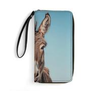 STVNKML Cats Womens Wallet Leather Coin Purse Clutch Wristlet Travel Long Wallets Card Organizer, Real Image of Donkey, 19.7x10.5cm, Modern