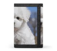 STVNKML Chicken Pattern Slim Wallets for Men Money Clip Card Holder Wallet Men's Trifold Wallet And Coin Pocket, Bichon Frise Dog, One Size, Modern