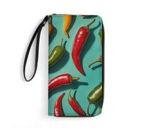 STVNKML Chili Pepper Image Womens Wallet Leather Coin Purse Clutch Wristlet Travel Long Wallets Card Organizer, Chili Pepper Image, 19.7x10.5cm, Modern