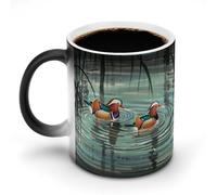STVNKML Chinese Style Mandarin Ducks Color Changing Mug 11oz Heat Activated Coffee Mug Novelty Cup with Funny Designs Magic Ceramic Mugs for Christmas Gift Birthday Wedding
