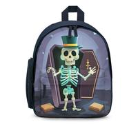 STVNKML Coffin Skeleton Backpack 12.6 Inch Casual Daypack with Multi-Pockets BookBag for Daily Essentials, Blue, One Size