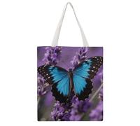 STVNKML Color Blue Butterfly Canvas Tote Bag for Women Cute Stylish Shoulder Bag Reusable Shopping Bags for Daily