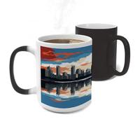 STVNKML Color Changing Mug 11oz Heat Activated Coffee Mug Chicago Skyline Novelty Cup with Funny Designs Magic Ceramic Mugs for Christmas Gift Birthday Wedding