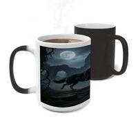 STVNKML Color Changing Mug 11oz Heat Activated Coffee Mug Moon Wolf Theme Novelty Cup with Funny Designs Magic Ceramic Mugs for Christmas Gift Birthday Wedding