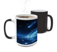 STVNKML Color Changing Mug 11oz Heat Activated Coffee Mug Star - Swimming Dolphin Novelty Cup with Funny Designs Magic Ceramic Mugs for Christmas Gift Birthday Wedding