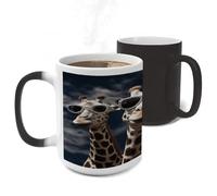STVNKML Color Changing Mug 11oz Heat Activated Coffee Mug Three Giraffes Wearing Sunglasses Novelty Cup with Funny Designs Magic Ceramic Mugs for Christmas Gift Birthday Wedding
