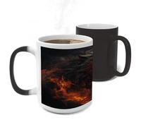 STVNKML Color Changing Mug 11oz Heat Activated Coffee Mug Wild Wolf in The Fire Novelty Cup with Funny Designs Magic Ceramic Mugs for Christmas Gift Birthday Wedding