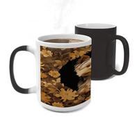 STVNKML Color Changing Mug 11oz Heat Activated Coffee Mug Yorkshire Terrier in The Cave Novelty Cup with Funny Designs Magic Ceramic Mugs for Christmas Gift Birthday Wedding
