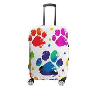 STVNKML Colorful Dog Paw Print Suitcase Covers for Luggage - Elastic Luggage Cover Protector, Double-sided Washable Suitcases Sleeve for 19-32 Inch Luggage, white, Small, Colorful Dog Paw Print