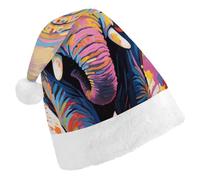 STVNKML Colorful Elephant Painting Santa Hat for Adults Christmas Hat Xmas Santa Hats Cap for Costumes Holiday Party Supplies