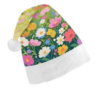 STVNKML Colorful Flower Sea World Santa Hat for Adults Christmas Hat Xmas Santa Hats Cap for Costumes Holiday Party Supplies