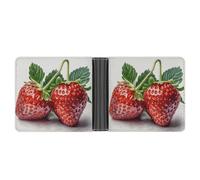 STVNKML Colorful Ice Cream Leather Bifold Wallet with 2 Hidden Pockets 6 Card Slots Slim Wallets for Cash, Cards, And ID, Two Strawberries, One Size, Modern