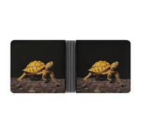 STVNKML Colorful Ice Cream Leather Bifold Wallet with 2 Hidden Pockets 6 Card Slots Slim Wallets for Cash, Cards, And ID, Turtle Ground Walking, One Size, Modern