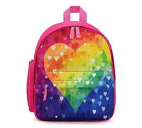 STVNKML Colorful Rainbow Love Heart Backpack 12.6 Inch Casual Daypack with Multi-Pockets BookBag for Daily Essentials, Pink, One Size