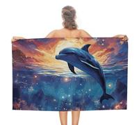 STVNKML Colorful Starry Sky Ocean Dolphin Beach Towel 31"x51" Double-Sided Plush Towel for Adults, Travel, Pool, Gym & Sports Sand-Free Quick-Dry Bath Towel - Lightweight, Super Absorbent, Sandproof