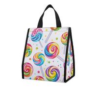 STVNKML Colorful Stick Pattern Reusable Insulated Lunch Bag 9L Foldable Cooler Bag with Aluminum Foil Liner Washable Leakproof & Lightweight Lunch Tote for Work Picnic Beach Gym