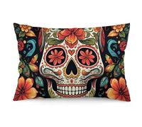STVNKML Colorful Sugar Skull Pillow Covers 12 "x20 Double-Sided Soft Plush Pillowcase Square Cushion Case with Hidden Zipper for Sofa Bed Chair, Farmhouse Holiday Decor, Home Gift