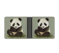 STVNKML Colorful Umbrella Leather Bifold Wallet with 2 Hidden Pockets 6 Card Slots Slim Wallets for Cash, Cards, And ID, Cute Little Panda, One Size, Modern