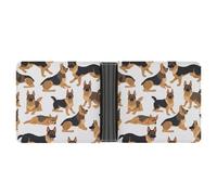 STVNKML Colorful Umbrella Leather Bifold Wallet with 2 Hidden Pockets 6 Card Slots Slim Wallets for Cash, Cards, And ID, German shepherd, One Size, Modern