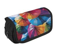 STVNKML Colorful Umbrella Pencil Case Organizer - Large Capacity 3 Compartment Pencil Pouch for Adults, Portable Makeup Bag & Aesthetic Stationery Bag with Zipper (8.7x4.3) Unisex Gift