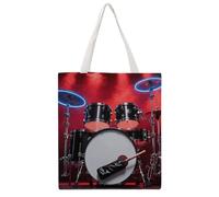 STVNKML Cool Drum Set Canvas Tote Bag for Women Cute Stylish Shoulder Bag Reusable Shopping Bags for Daily