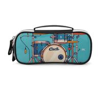 STVNKML Cool Drum Set Pencil Case - PU Leather Pencil Bag Multifunctional Zipper Pouch Bags Small Makeup & Stationery Organizer for Office, Travel, Men & Women (8.3x4.3x1.8in