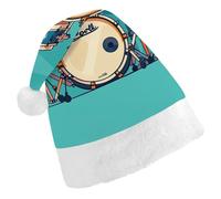 STVNKML Cool Drum Set Santa Hat for Adults Christmas Hat Xmas Santa Hats Cap for Costumes Holiday Party Supplies