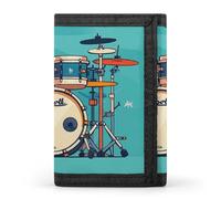 STVNKML Cool Drum Set Wallet Men's Trifold Wallet And Coin Pocket Slim Card Holder Wallet for Men Money Clip