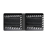 STVNKML Cool Soccer Ball Leather Bifold Wallet with 2 Hidden Pockets 6 Card Slots Slim Wallets for Cash, Cards, And ID, Classic Movie Clapboard Black, One Size, Modern
