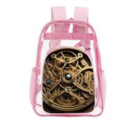 STVNKML Cool Steampunk Gears Clear Backpack Heavy Duty PVC Transparent Bag | Waterproof See Through Backpack with Padded Straps & Side Pockets for Concerts, Festivals, Travel, Security Check