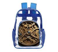 STVNKML Cool Steampunk Gears Clear Backpack Heavy Duty PVC Transparent Bag | Waterproof See Through Backpack with Padded Straps & Side Pockets for Concerts, Festivals, Travel, Security Check