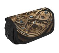 STVNKML Cool Steampunk Gears Pencil Case Organizer - Large Capacity 3 Compartment Pencil Pouch for Adults, Portable Makeup Bag & Aesthetic Stationery Bag with Zipper (8.7x4.3) Unisex Gift