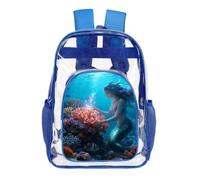 STVNKML Coral Mermaid Clear Backpack Heavy Duty PVC Transparent Bag, Blue