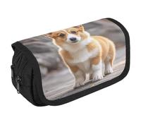 STVNKML Corgi Dogs Pencil Case Organizer - Large Capacity 3 Compartment Pencil Pouch for Adults, Portable Makeup Bag & Aesthetic Stationery Bag with Zipper (8.7x4.3) Unisex Gift