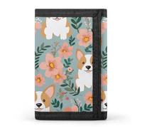 STVNKML Corgi Floral Flowers Spring Garden Wallet Men's Trifold Wallet And Coin Pocket Slim Card Holder Wallet for Men Money Clip