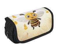 STVNKML Cute Bees Honey Pencil Case Organizer - Large Capacity 3 Compartment Pencil Pouch for Adults, Portable Makeup Bag & Aesthetic Stationery Bag with Zipper (8.7x4.3) Unisex Gift